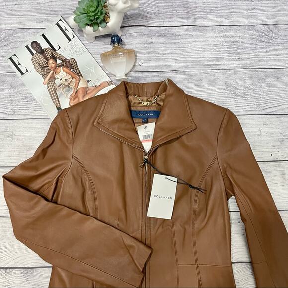 Cole Haan - NWT Fitted Leather Jacket - Picture 2 of 13